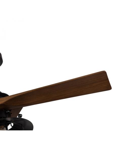 Foto Ventilador Dc Vulturno Negro 1xe27 3 Aspas Roble  6 Velocidades C/remoto Y Temporizador 53/65,5x132x132 Cm