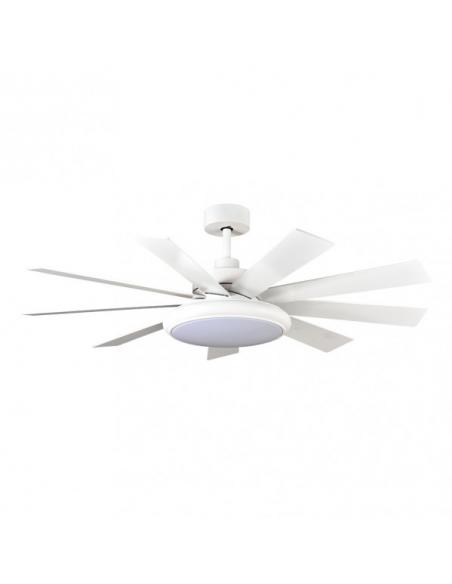 Photo Fan Dc Piraeus 36w White 9 Blades White/beech 6 Speed 3Colors 3800lm 132d C/remote, Memory And Timer