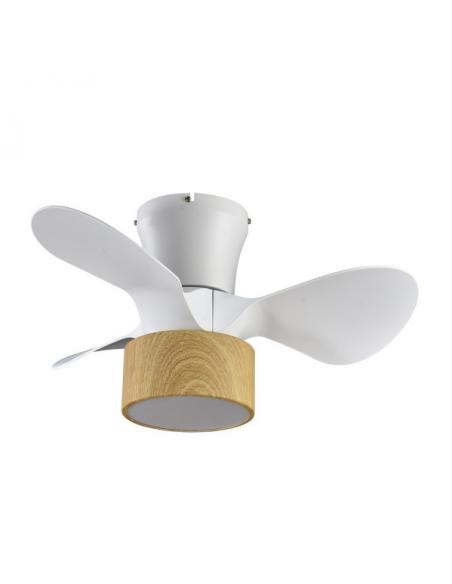 Photo Fan Dc 24w Olga White/clear-wood beech 3 Blades 6 Spd. 2390lm 3 Colors, Remote, memory, timer 70d