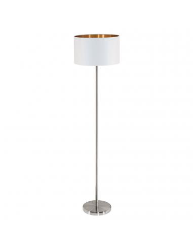 EGLO 95174 - PASTERI Floor lamp made of fabric in matte nickel steel and textile