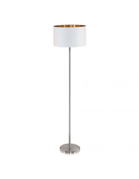 EGLO 95174 - PASTERI Floor lamp made of fabric in matte nickel steel and textile