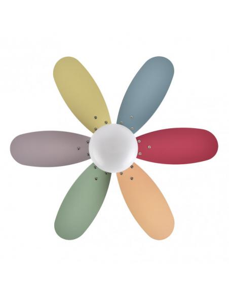 Photo Fan Dc Alves 2xe27 White 6 Blades Rev. Pastel/Intense 41x85d C/ Remote And Timer