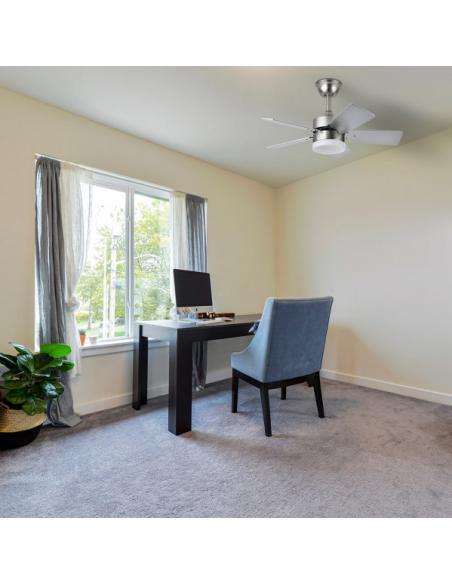 Photo Fan Dc Marta 36w Nickel 5 Blades Rev. Beech/silver 41x76d 3240lm C/ Remote, Memory And Timer 3000k,4000k,6000k