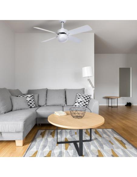 Photo Fan Dc Sofia 2xe27 White 4 Blades Rev.White/beech 40x107d C/remote Timer