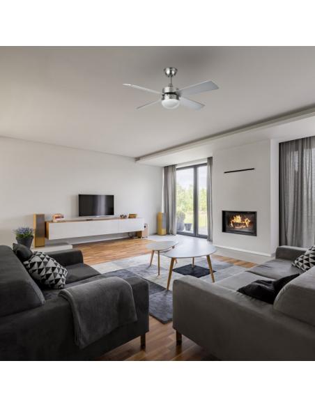 Photo Fan Dc Sofia 2xe27 Nickel 4 Blades Rev.Haya/silver 40x107d C/remote Timer