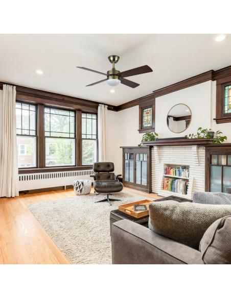 Photo Fan Dc Sofia 2xe27 Leather 4 Blades Rev.cherry/walnut 40x107d C/remote Timer