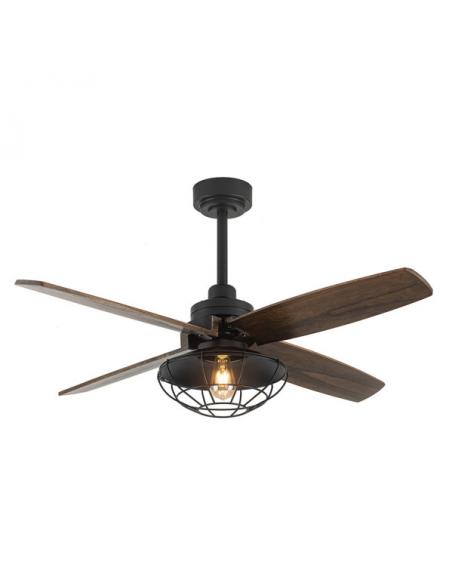 Photo Fan Dc Aquilo Black 1xe27 4Asp Oak 6Veloc with Remote and Timer 44.5/57x119.4x119.4 Cm