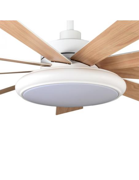 Photo Fan Dc Piraeus 36w White 9 Blades White/beech 6 Speed 3Colors 3800lm 132d C/remote, Memory And Timer