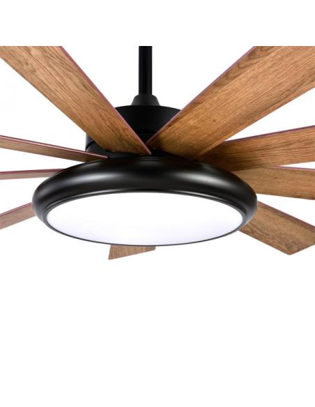 Photo Fan DC Piraeus 36w Black 9 Blades Oak/Beech 6 Speed 3 Colors 3800lm 132d C/Remote, Memory And Timer