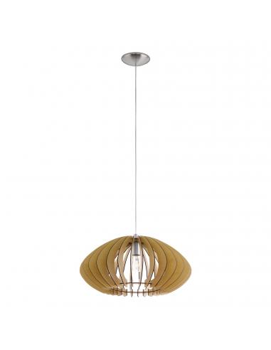 EGLO 95257 - COSSANO 2 Lámpara colgante de Madera en Acero níquel-mate y Madera