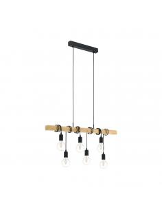EGLO 43513 - TOWNSHEND Wooden Pendant Lamp in Black Steel and Wood