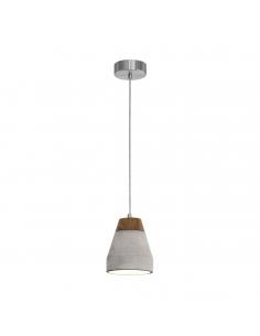 EGLO 95525 - TAREGA Hanging Lamp made of Wood in Grey Steel and Wood, concrete