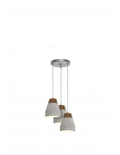EGLO 95526 - TAREGA Hanging Lamp made of Wood in Gray Steel and Wood, concrete