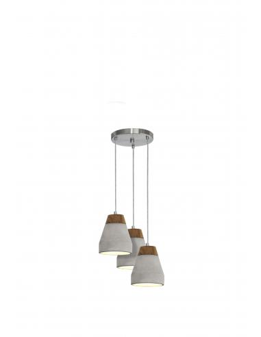 EGLO 95526 - TAREGA Hanging Lamp made of Wood in Gray Steel and Wood, concrete