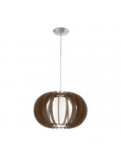 EGLO 95591 - STELLATO 3 Wooden pendant lamp in matte nickel steel and Wood, glass