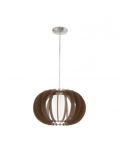 EGLO 95591 - STELLATO 3 Wooden pendant lamp in matte nickel steel and Wood, glass