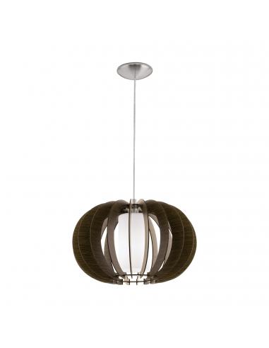 EGLO 95592 - STELLATO 3 Wooden pendant lamp in matte nickel steel and wood, glass