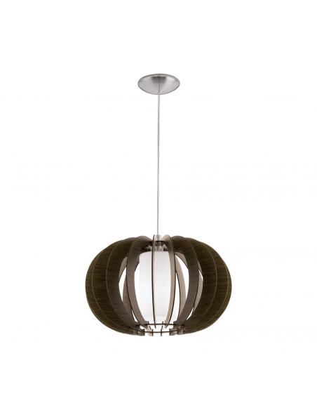 EGLO 95592 - STELLATO 3 Wooden pendant lamp in matte nickel steel and wood, glass