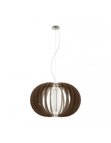 EGLO 95593 - STELLATO 3 Lámpara colgante de Madera en Acero níquel-mate y Madera, vidrio