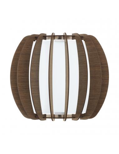 EGLO 95594 - STELLATO 3 Lamella Wall Light in White Steel and Wood, glass