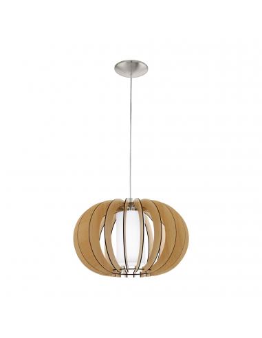 EGLO 95598 - STELLATO 1 Wooden pendant lamp in matte nickel steel and Wood, glass
