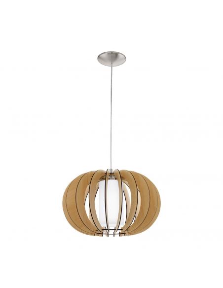 EGLO 95598 - STELLATO 1 Wooden pendant lamp in matte nickel steel and Wood, glass