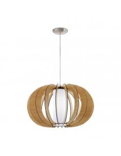EGLO 95599 - STELLATO 1 Wooden pendant lamp in matte nickel steel and Wood, glass
