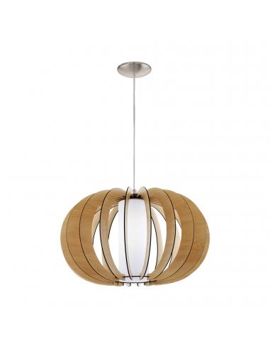 EGLO 95599 - STELLATO 1 Wooden pendant lamp in matte nickel steel and Wood, glass