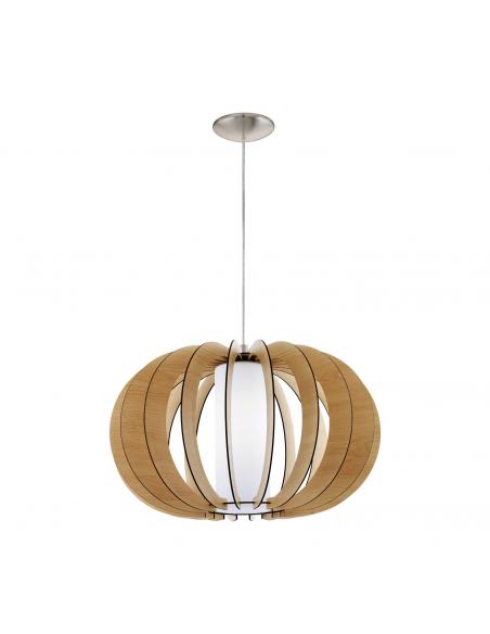 EGLO 95599 - STELLATO 1 Wooden pendant lamp in matte nickel steel and Wood, glass