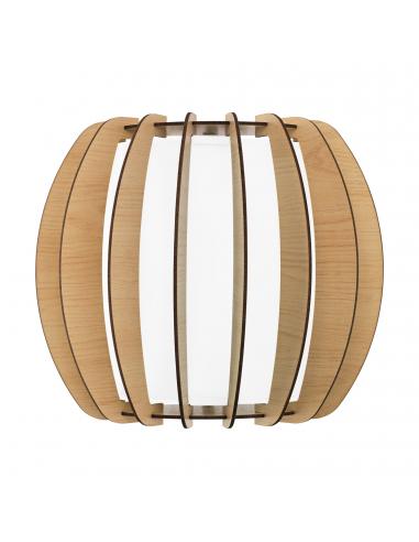 EGLO 95602 - STELLATO 1 Lamella Wall Light in White Steel and Wood, glass