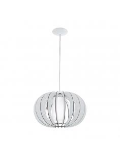 EGLO 95606 - STELLATO 2 Wooden Pendant Lamp in White Steel and Wood, glass