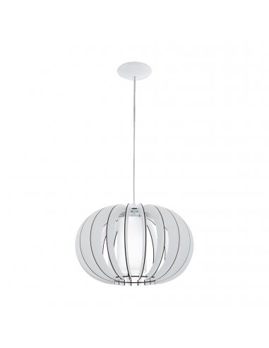 EGLO 95606 - STELLATO 2 Wooden Pendant Lamp in White Steel and Wood, glass