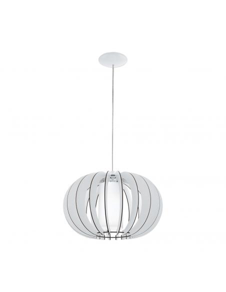 EGLO 95606 - STELLATO 2 Wooden Pendant Lamp in White Steel and Wood, glass