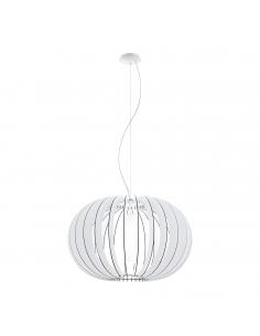 EGLO 95608 - STELLATO 2 Wooden Pendant Lamp in White Steel and Wood, glass