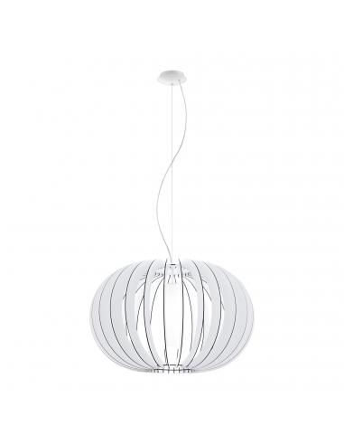 EGLO 95608 - STELLATO 2 Wooden Pendant Lamp in White Steel and Wood, glass