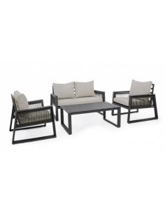 Captiva anthracite sofa set with cushion - BIZZOTTO ariel