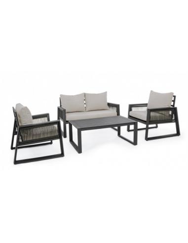 Captiva anthracite sofa set with cushion - BIZZOTTO ariel
