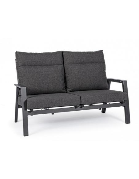 2-seater reclining sofa cushions anthracite - BIZZOTTO kledi