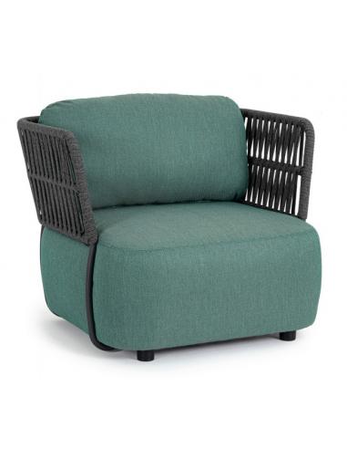 Armchair with cushion anthracite /jade - BIZZOTTO palmer