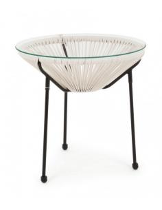 Mesita c-vidrio blanco d50 - Bizzotto parker