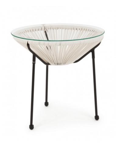 Mesita c-vidrio blanco d50 - Bizzotto parker