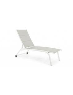 High sun lounger with wheels white zh10 - BIZZOTTO cleopas