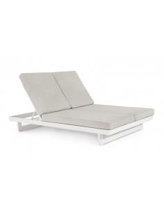 Double sun lounger, cushion and wheels white - BIZZOTTO infinity