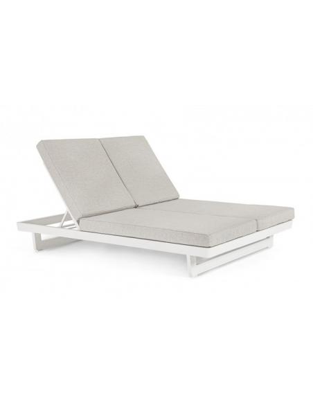 Double sun lounger, cushion and wheels white - BIZZOTTO infinity