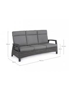 3-seater recline sofa with anthracite cushion - BIZZOTTO Britton 2