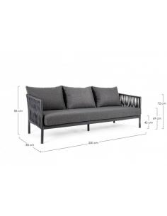 3-seater sofa with anthracite cushion wg21 - BIZZOTTO Florence 2