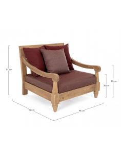 Armchair with cushion wine fsc - BIZZOTTO bali 2