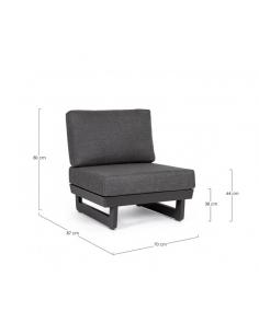 Sillón modular con cojín antracita wg21 - Bizzotto infinity 2