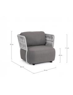 Armchair with cushion white gray - BIZZOTTO palmer 2