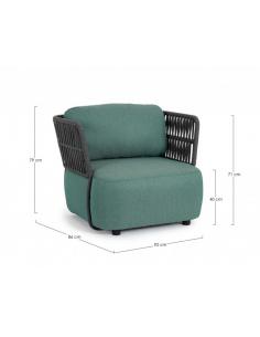 Sillón con cojín antracita /jade - Bizzotto palmer 2